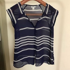 Navy-Blue See-through Shirt